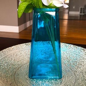 Tall blue vase